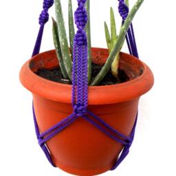 Purple Strong Macrame Mini Plant Hanger 20 Inches 3mm Wall Hanging Flower Pot Hanging Planter Indoor Or Outdoor Decor Pattern Gift Idea - thumbnail 2