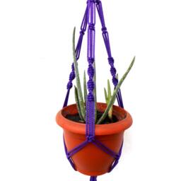 Purple Strong Macrame Mini Plant Hanger 20 Inches 3mm Wall Hanging Flower Pot Hanging Planter Indoor Or Outdoor Decor Pattern Gift Idea - thumbnail 3