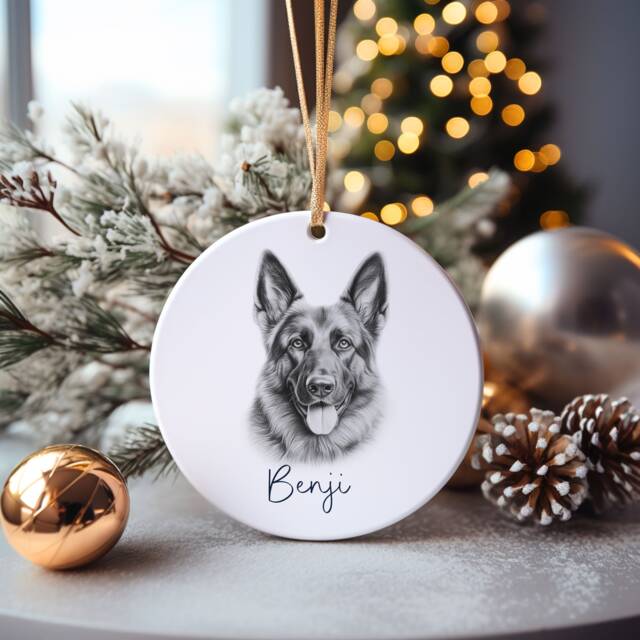 German Shepherd Dog Bauble, Personalised Pet Christmas Tree Decoration, Gift For Family - image 1