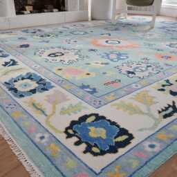 Handwoven Wool Oushak Rug, Pastel Floral Nursery Decor Ar_3645 - thumbnail 2