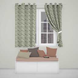 Vintage Neutral Japanese Wave Pattern Seamless Design Readymade Eyelet Ring Top Thermal 100% Blackout Curtains