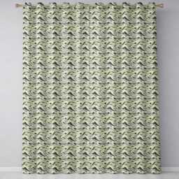 Vintage Neutral Japanese Wave Pattern Seamless Design Readymade Eyelet Ring Top Thermal 100% Blackout Curtains - thumbnail 2