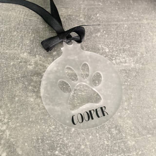 Dog Christmas Decoration, Personalised Puppy Xmas Bauble, Paw Print Decoration, Christmas Gift For Dog, Dog Mum Gifts, 1st - image 1