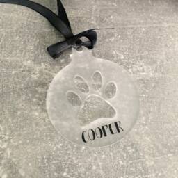 Dog Christmas Decoration, Personalised Puppy Xmas Bauble, Paw Print Decoration, Christmas Gift For Dog, Dog Mum Gifts, 1st