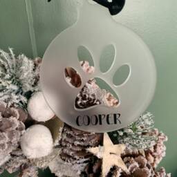 Dog Christmas Decoration, Personalised Puppy Xmas Bauble, Paw Print Decoration, Christmas Gift For Dog, Dog Mum Gifts, 1st - thumbnail 2