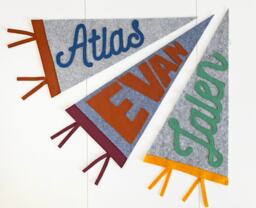 Felt Pennant Flag With Custom Name - Personalized Banner Sign Wall Decor For Kid's Room Wool Camp Flags - thumbnail 1