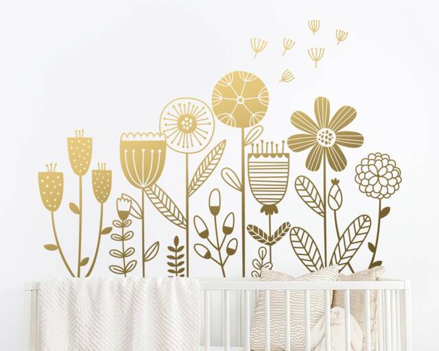 Flower Garden Wall Decal - Decals, Dandelion Decal, Girls Room Nursery Stickers, Flowers Decor - image 1