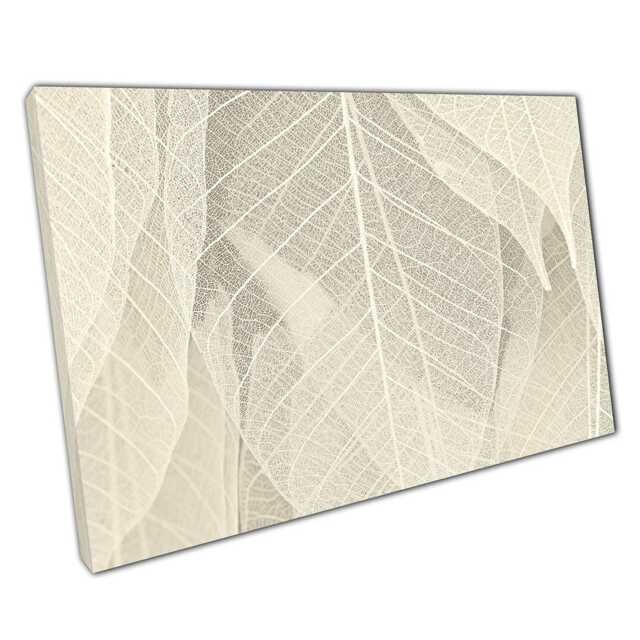 Minimalist Dried Leaf Canvas Print Neutral Beige & White Wall Art For Home Or Office Decor - image 1