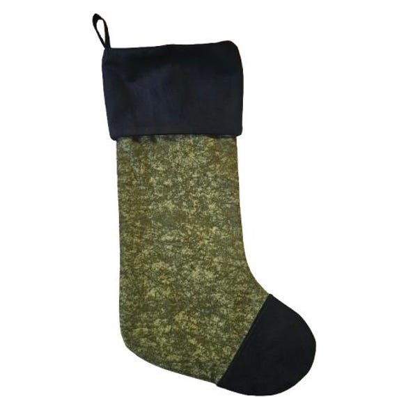 Forest Moss Velvet Gothic Christmas Stocking, Green & Black, Woodsy, Holiday Decor, Witchy Stocking , Witch Beautiful Aesthetic Gift