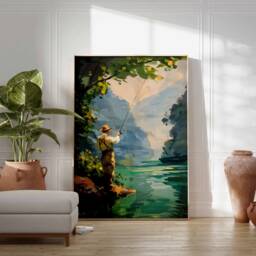Fly Fishing Poster, Wall Art, Gift For Fisherman, Angling Floral Print, Botanical Decor, Outdoor Adventure Poster - thumbnail 2