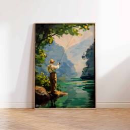 Fly Fishing Poster, Wall Art, Gift For Fisherman, Angling Floral Print, Botanical Decor, Outdoor Adventure Poster - thumbnail 3