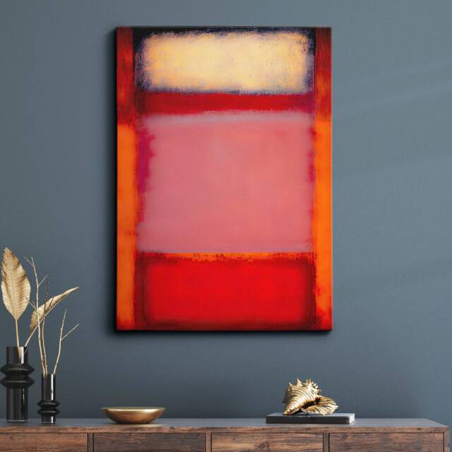 Modern Abstract Red & Pink Exhibition Oil Painting Wall Art, Framed Canvas Poster Print, Home Living Room Decor Gift Idea - image 1