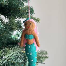 Felt Black Mermaid Christmas Ornament, Biodegradable Tree Decorations, Decoration - thumbnail 4