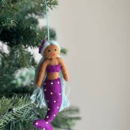 Felt Black Mermaid Christmas Ornament, Biodegradable Tree Decorations, Decoration - thumbnail 2