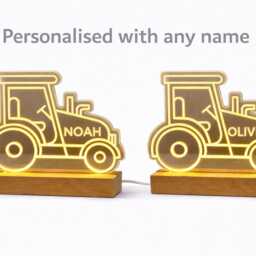 Personalised Tractor Night Light For Kids - Custom Name Led Lamp Transport Bedroom Decor - thumbnail 3