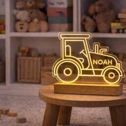 Personalised Tractor Night Light For Kids - Custom Name Led Lamp Transport Bedroom Decor - thumbnail 4