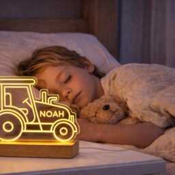 Personalised Tractor Night Light For Kids - Custom Name Led Lamp Transport Bedroom Decor - thumbnail 2