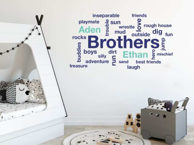 Personalized Wall Decals, Wall Stickers For Bedroom, Name Decal Stickers, Kids Vinyl Decal, Brothers 171 - image 1