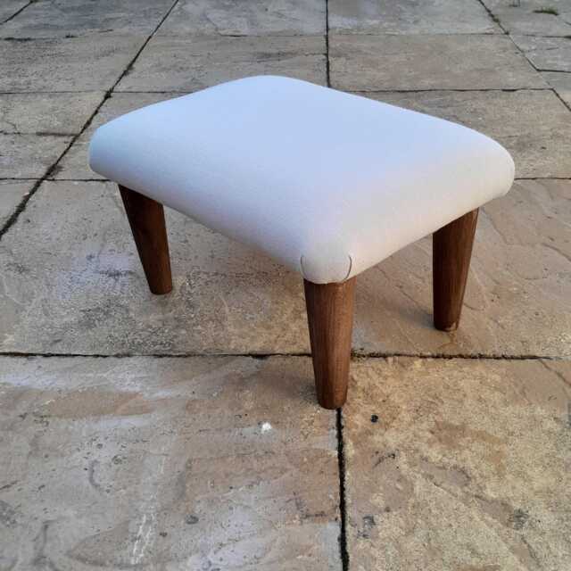 Natural Linen Footstool Handmade Small Footrest With Wooden Legs. Sd - image 1