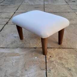 Natural Linen Footstool Handmade Small Footrest With Wooden Legs. Sd - thumbnail 1