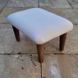 Natural Linen Footstool Handmade Small Footrest With Wooden Legs. Sd - thumbnail 4