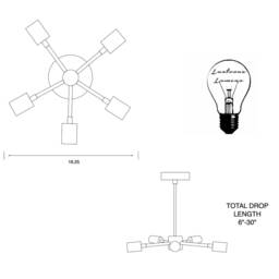 Ikigai Modern 5 Light Sputnik Mid Century Industrial Chandelier - thumbnail 4