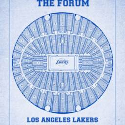 The Forum Seating Chart Vintage Print Lakers Home Blueprint - thumbnail 2