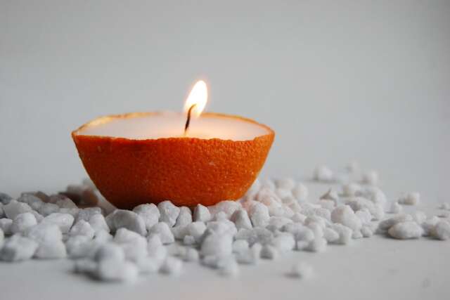 Pure Orange Peel Vanilla Scented Candle, Eco Friendly Hygge Home Decor, Holiday Ornaments - image 1