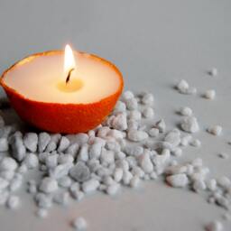 Pure Orange Peel Vanilla Scented Candle, Eco Friendly Hygge Home Decor, Holiday Ornaments - thumbnail 3