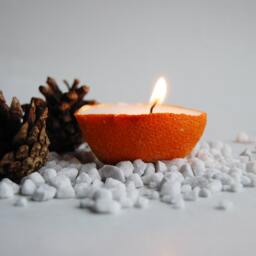 Pure Orange Peel Vanilla Scented Candle, Eco Friendly Hygge Home Decor, Holiday Ornaments - thumbnail 2