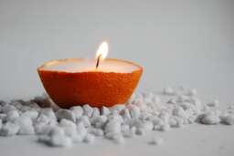 Pure Orange Peel Vanilla Scented Candle, Eco Friendly Hygge Home Decor, Holiday Ornaments - thumbnail 1