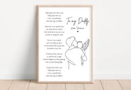 Personalised Daddy Print Hands Baby Loss Angel - Unframed Black & White Stillbirth Bereavement Miscarriage Memorial - thumbnail 1