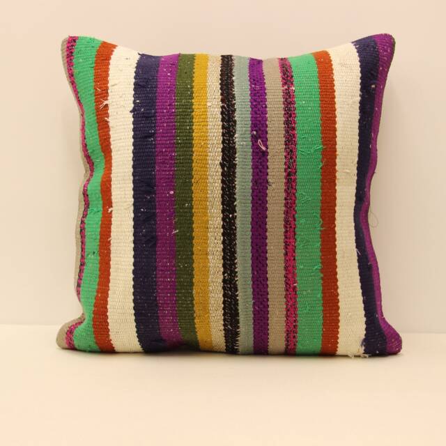 Handwoven Kilim Pillow, 20x20 Turkish Boho Lumbar Pillow, Throw Pillow, Outdoor Pillow, Cushion Cover, Turkey Pillow Cover 4Ef-112 - image 1