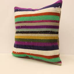 Handwoven Kilim Pillow, 20x20 Turkish Boho Lumbar Pillow, Throw Pillow, Outdoor Pillow, Cushion Cover, Turkey Pillow Cover 4Ef-112 - thumbnail 3