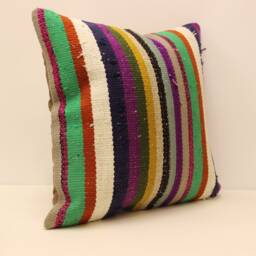Handwoven Kilim Pillow, 20x20 Turkish Boho Lumbar Pillow, Throw Pillow, Outdoor Pillow, Cushion Cover, Turkey Pillow Cover 4Ef-112 - thumbnail 2