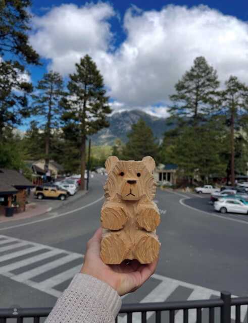 Hand-Carved Cedar Mini Bear, 6-Inch Chainsaw Wood Sculpture - image 1