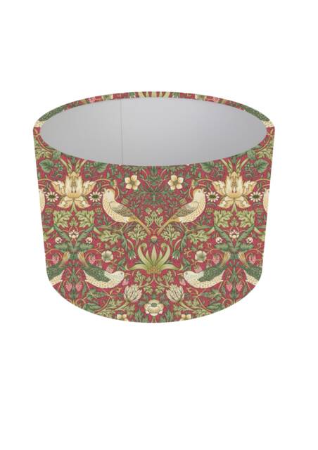 William Morris Strawberry Thief Crimson Cylinder/Drum Lampshades Pendant Shade Table, Colourful Home Decor, Handmade in UK - image 1