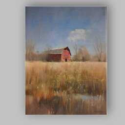 Rustic Red Barn Meadow Countryside Landscape Canvas Wall Art Print Decor Picture Ready To Hang - thumbnail 1