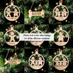 Childs Christmas Decoration, Personalised Bauble, Wood Engraved Xmas Ornament, Reindeer Boy Or Girl, Tree Santa - thumbnail 3