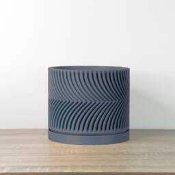 "Parisian Planter With Drainage & Saucer in Stone Blue, Modern & Unique 3D-Printed Plant Pot, Small To Large Sizes 4"" 5"" 6"" 7"" 8" - thumbnail 2