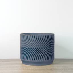 "Parisian Planter With Drainage & Saucer in Stone Blue, Modern & Unique 3D-Printed Plant Pot, Small To Large Sizes 4"" 5"" 6"" 7"" 8" - thumbnail 3