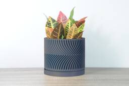 "Parisian Planter With Drainage & Saucer in Stone Blue, Modern & Unique 3D-Printed Plant Pot, Small To Large Sizes 4"" 5"" 6"" 7"" 8" - thumbnail 1