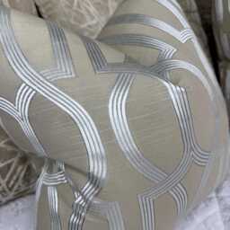 Luxury Taupe Cushion Cover, Geometric Pillow Designer Scatter Silver Prestigious Textiles Fabric - thumbnail 4