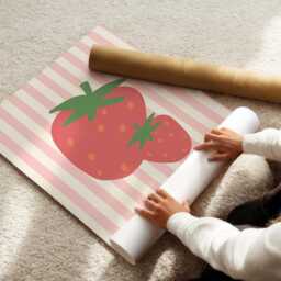 Pretty Strawberry Pink Striped Wall Print Set For Girls Bedroom Or Nursery - thumbnail 2