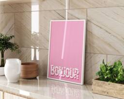 Bonjour Printed Wall Art French Typography Poster A3 A4 Framed Unframed Minimalist Home Decor - thumbnail 1
