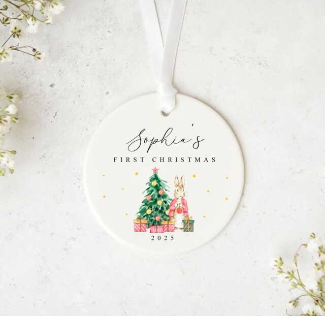 Personalised Baby's First Christmas Ornament - Custom Name & Year Keepsake - New Baby Gift 2025 1st Bauble - image 1
