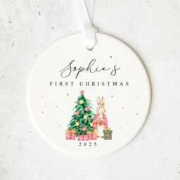 Personalised Baby's First Christmas Ornament - Custom Name & Year Keepsake - New Baby Gift 2025 1st Bauble - thumbnail 2