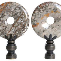 Fossil Coral Lamp Finials On Bronze Hardware in Beachy Tones - A Single Topper Or Matching Pair - thumbnail 3