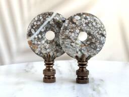 Fossil Coral Lamp Finials On Bronze Hardware in Beachy Tones - A Single Topper Or Matching Pair - thumbnail 1