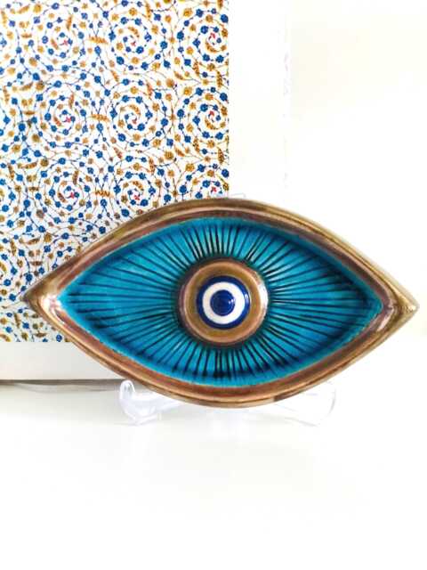 Ceramic Evil Eye Wall Decor, Turquoise Ceramic Art, Evileyes, Evil Eye Protection, Nazar, Host Gift, House Warming Gift - image 1